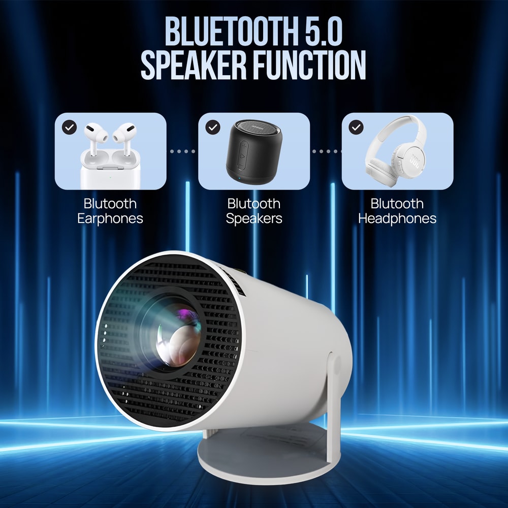 Portable Projector 4K, SEPYMP 2025 Upgraded Android 13 Projector | 4K and 1080P HD | WiFi 6 and Bluetooth 5.2 | Compatible with TV Stick, PS5, Laptop, HDMI, USB